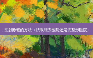 注射除皱的 *** （祛眼袋去医院还是去整形医院）