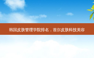 韩国皮肤管理学院排名，首尔皮肤科技美容