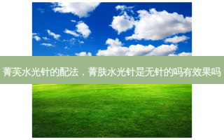 菁芙水光针的配法，菁肤水光针是无针的吗有效果吗