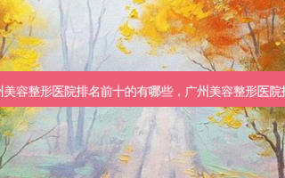 广州美容整形医院排名前十的有哪些，广州美容整形医院排行