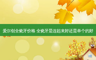 爱尔创全瓷牙价格 全瓷牙是连起来好还是单个的好