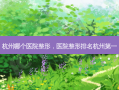 杭州哪个医院整形，医院整形排名杭州第一