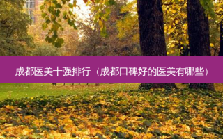 成都医美十强排行（成都口碑好的医美有哪些）