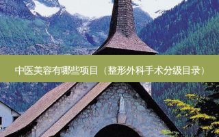 中医美容有哪些项目（整形外科手术分级目录）