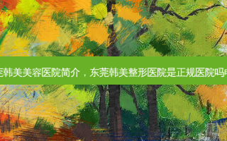 东莞韩美美容医院简介，东莞韩美整形医院是正规医院吗 *** 