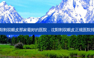 沈阳割双眼皮那家 *** 的医院，沈阳割双眼皮正规医院排行