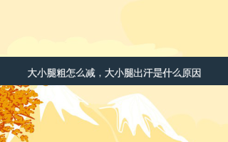 大小腿粗怎么减，大小腿出汗是什么原因
