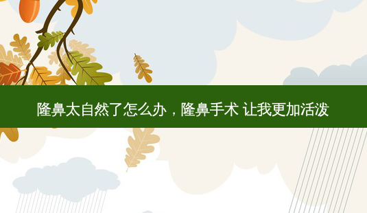 隆鼻太自然了怎么办,隆鼻手术 让我更加活泼-第1张图片-美呗严选网 隆鼻太自然了怎么办,隆鼻手术 让我更加活泼-第1张图片-美呗严选网