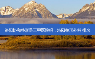 洛阳协和整形是三甲医院吗，洛阳整形外科 排名