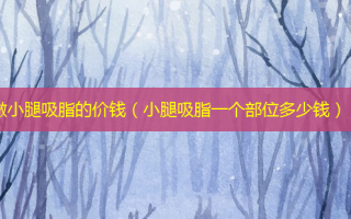 做小腿吸脂的价钱（小腿吸脂一个部位多少钱）